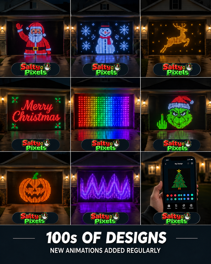 Salty Pixels grid of 9 animated LED designs