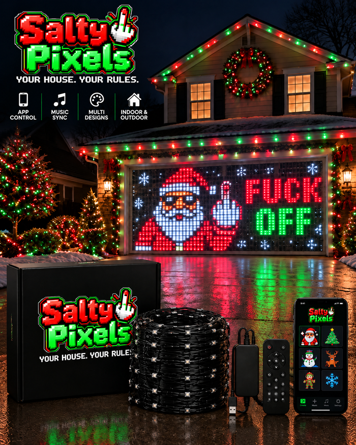 Salty Pixels LED pixel curtain lights product infographic